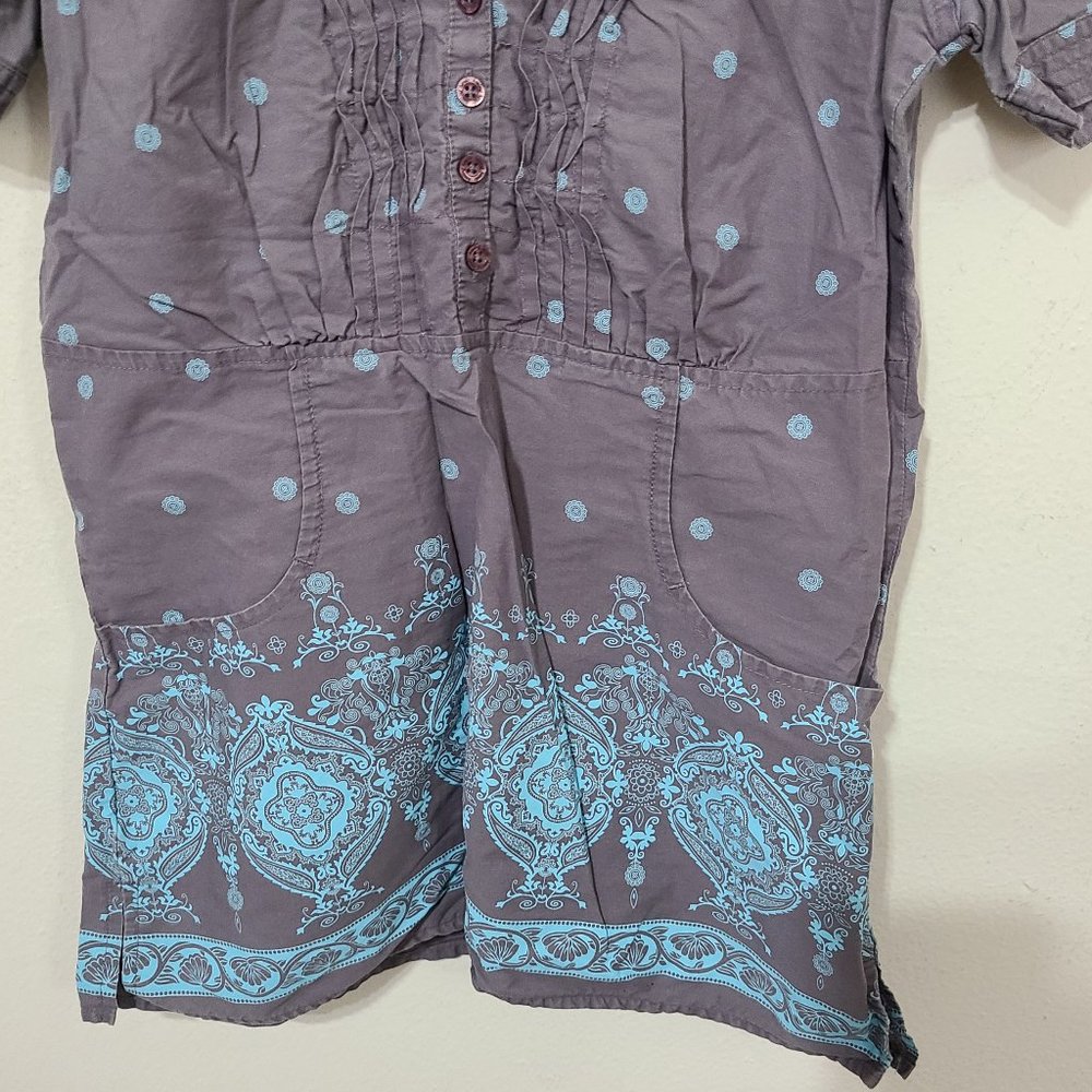 Healing Hand Ruffled Gray/Blue Scrub Top X-small - Picture 2 of 5